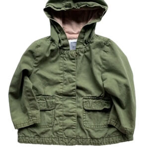 Toddler Old Navy Army Green and Pink Knit Jacket size 18-24 girls